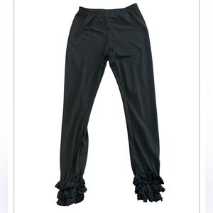 Girls 7/8 Black Leggings with Ruffle Accents